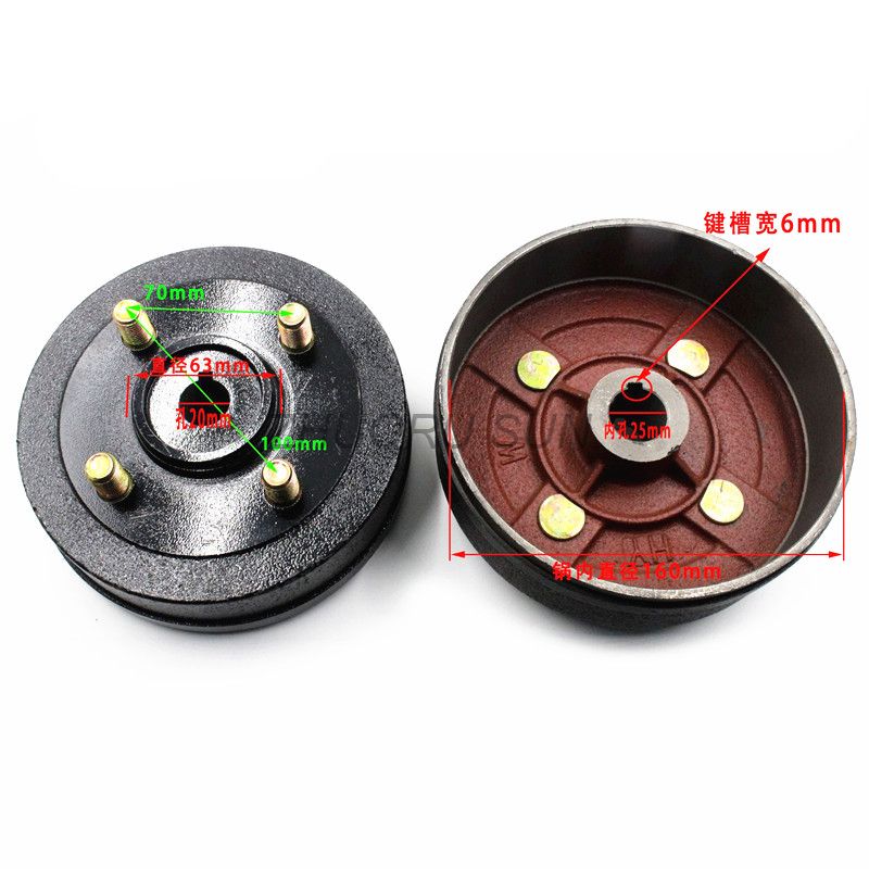 160 180 Brake Drum for Electric Tricycle , Electric Rickshaw Parts 